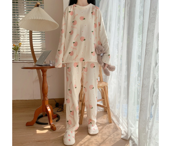 Autumn Winter Warm Flannel Thick Homewear Long Sleeve Cartoon Sleepwear Female Pajamas Suit Wearable -  Assorted | JPN4589