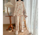 Autumn Winter Warm Flannel Thick Homewear Long Sleeve Cartoon Sleepwear Female Pajamas Suit Wearable -  Assorted | JPN4589