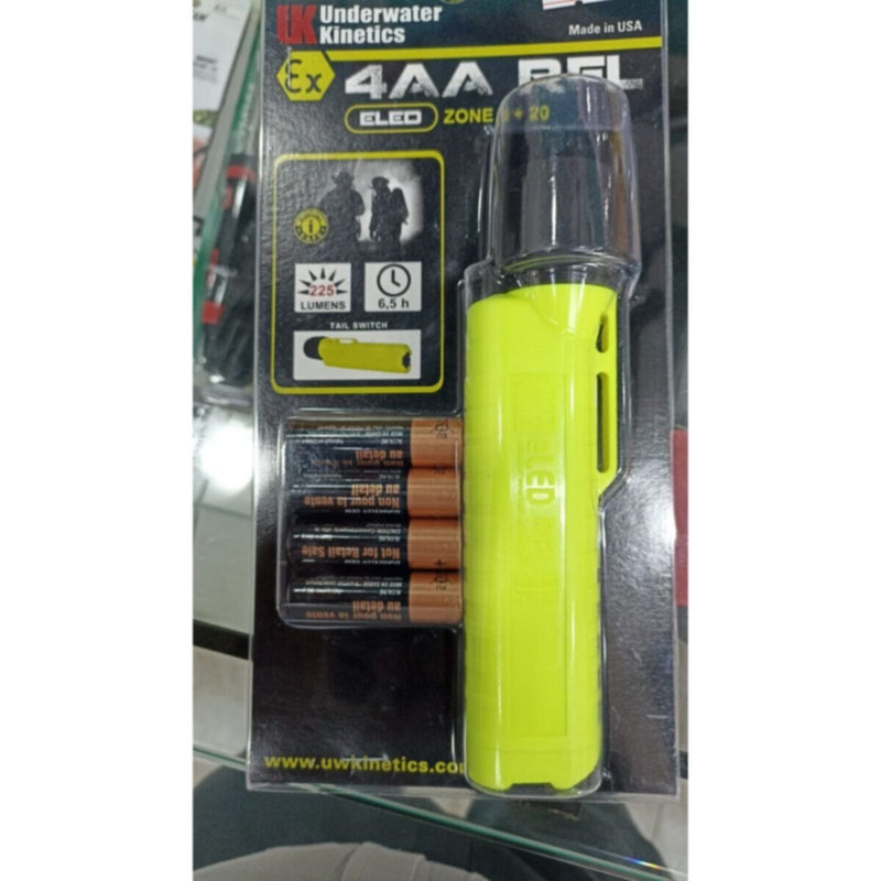Underwater Kinetics 4AA eLED RFL Flashlight (Safety Yellow) 225 Lumens / 6.5 hrs