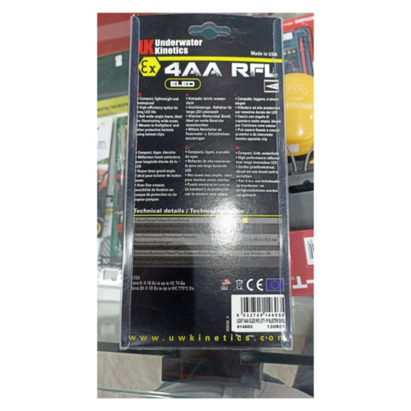 Underwater Kinetics 4AA eLED RFL Flashlight (Safety Yellow) 225 Lumens / 6.5 hrs