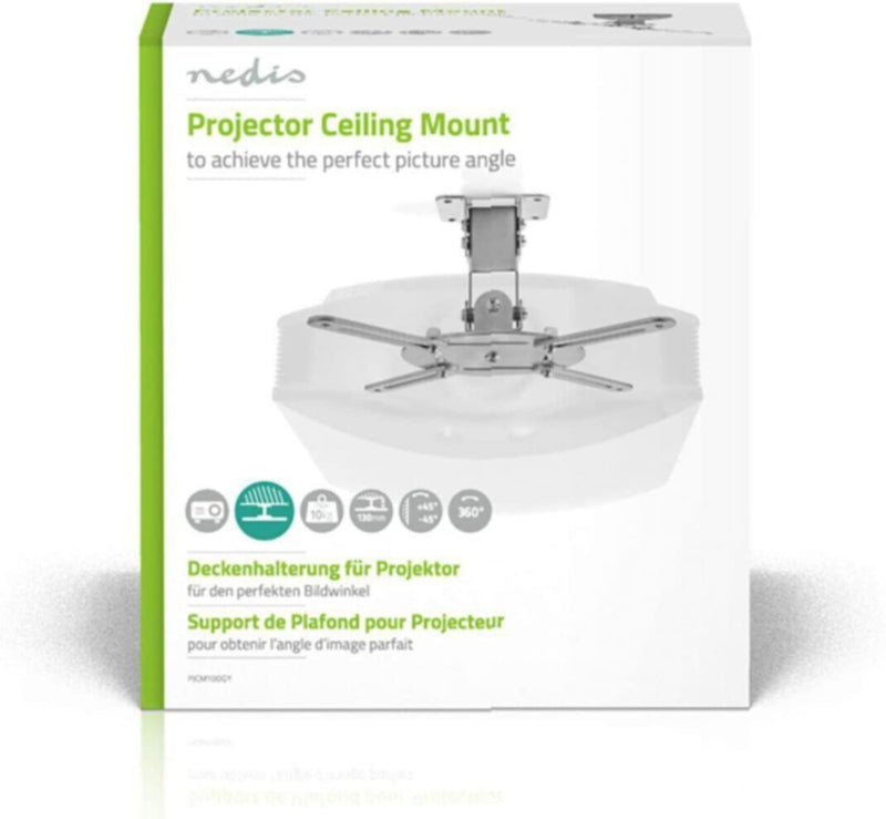 NEDIS | Projector Ceiling Mount 360Â° Rotatable, Max 10 kg, 130mm Ceiling | PJCM100GY