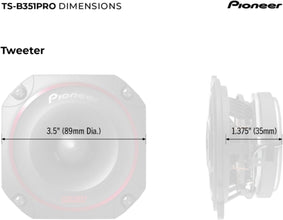 PIONEER | Car Audio Speakers, Full Range, Clear Sound Quality, Easy Installation and Enhanced Bass Response | TS-B351PRO