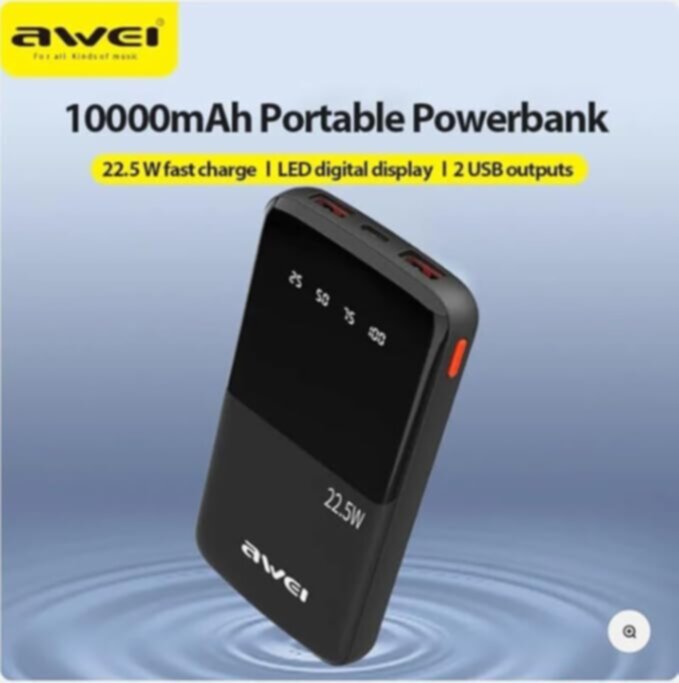 AWEI | Black Power Bank 10000Mah | P20K