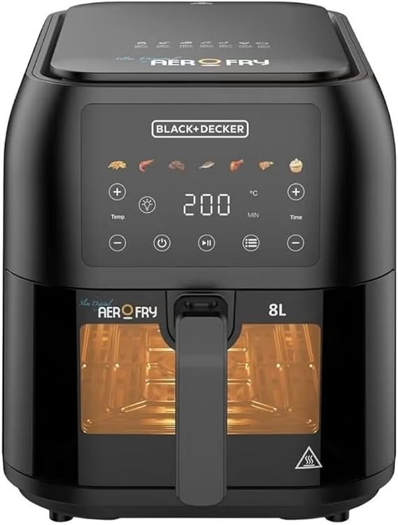 BLACK + DECKER | 8Ltrs Slim Air Fryer With Window | SAF80W-B5