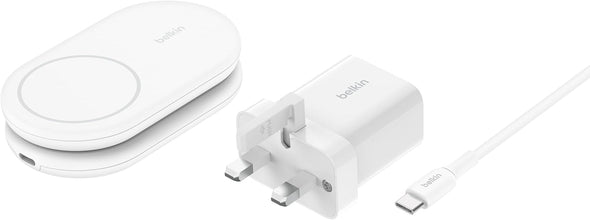 BELKIN | Fast Charge 2 In 1 Magnetic Foldable Qi2 Charger 15W White  | TE0221624