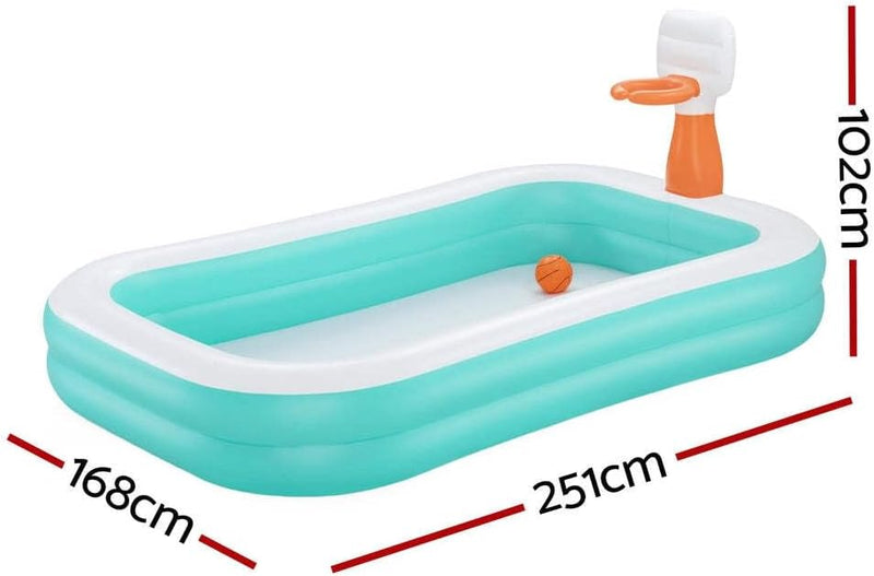 BESTWAY | Family Pool Dunk N Splash With Basketball Hoops 251x168x102cm | BES115TOY01843
