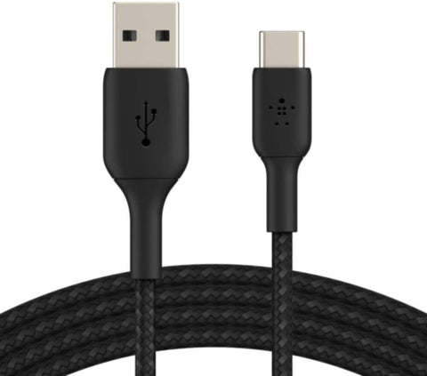 BELKIN | Boost Charge Braided USB-C to USB-A Cable (15cm / 6in, Black) | CAB002bt2MBK