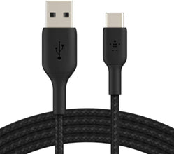 BELKIN | Boost Charge Braided USB-C to USB-A Cable (15cm / 6in, Black) | CAB002bt2MBK