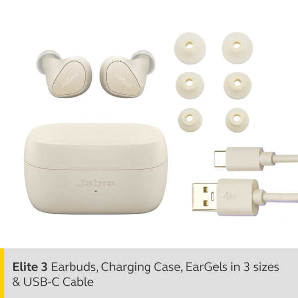 JABRA | Elite 3 In-Ear True Wireless Earbuds with Powerful Sound & Crystal Clear Calls Light Beige