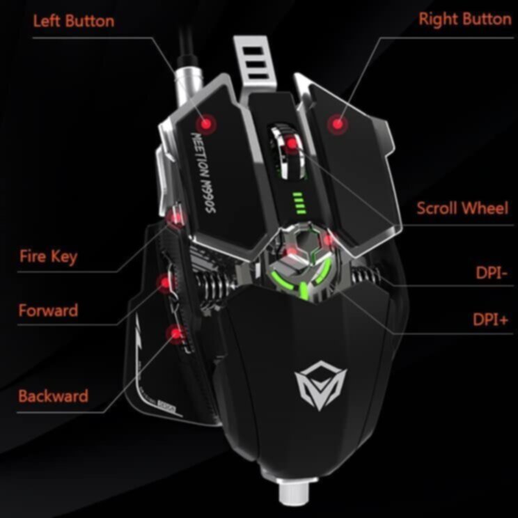MEETION | RGB Programmable Mechanical Gaming Mouse Black | MT-M990S