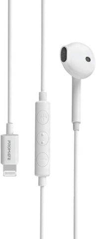 PROMATE | Mono Earphone with Lightning Connector for Iphone-Ipad-Ipod White