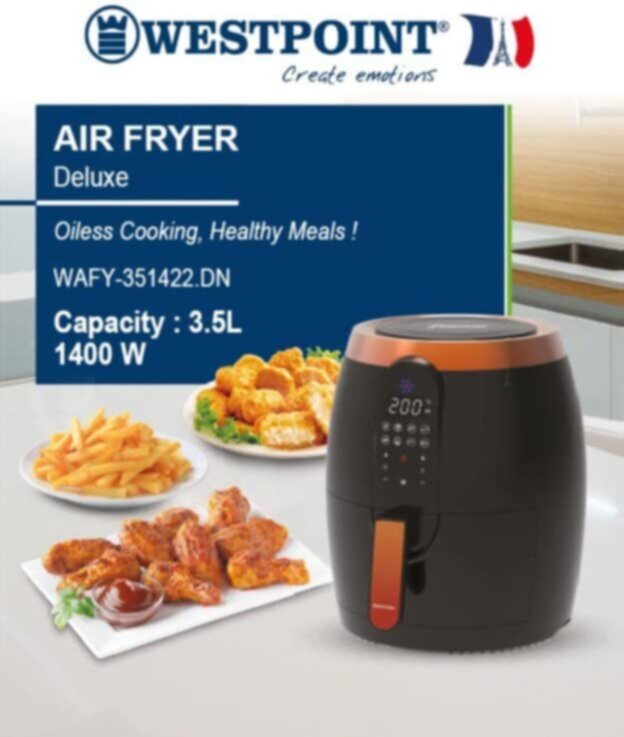 WESTPOINT | Air Fryer 3.5L 1200-1400W 220-240/50-60 Black | WAFY-351422.DN