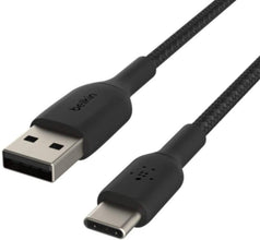 BELKIN | Boost Charge Braided USB-C to USB-A Cable (15cm / 6in, Black) | CAB002bt2MBK