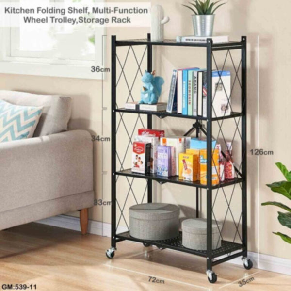 Movable Steel 4-Tier Rack with Large Capacity 72x35x126cm | 539 11 bl