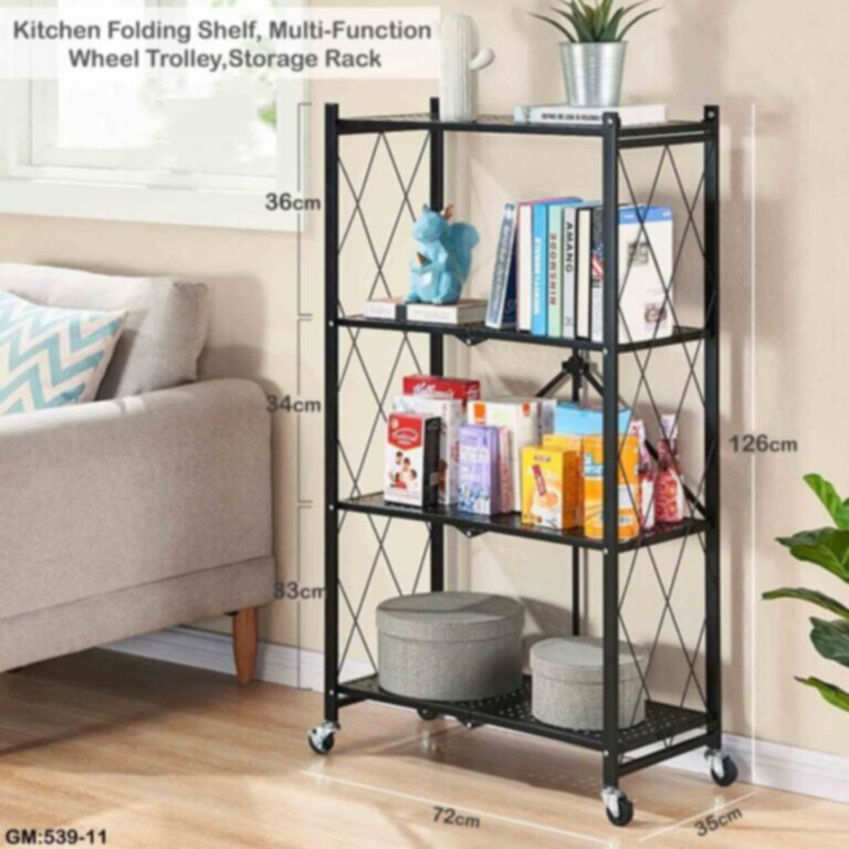 Movable Steel 4-Tier Rack with Large Capacity 72x35x126cm | 539 11 bl