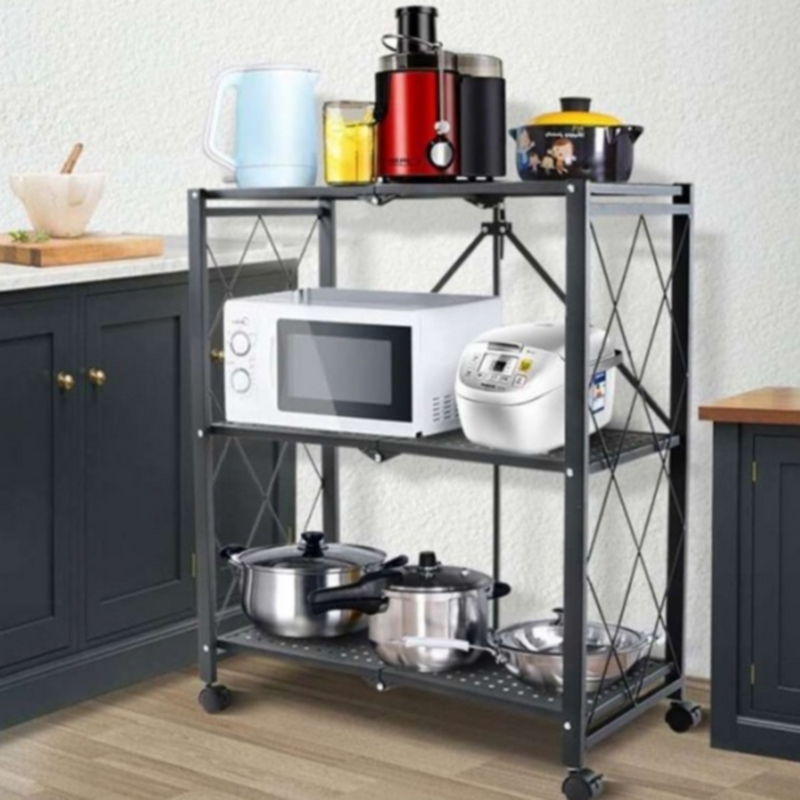 Kitchen Multifunctional Folding 3 Shelf-Black 35x70x85cm | 539