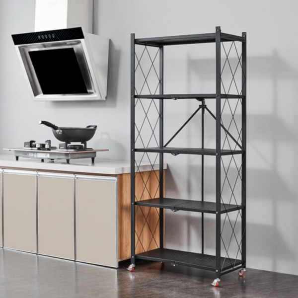 Kitchen Multifunctional Folding 5 Shelf Black 70x35x160Â cm | 539 4 bl