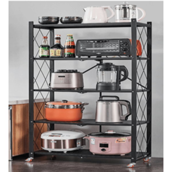 Kitchen Multifunctional Folding 5 Shelf Black 70x35x160Â cm | 539 4 bl