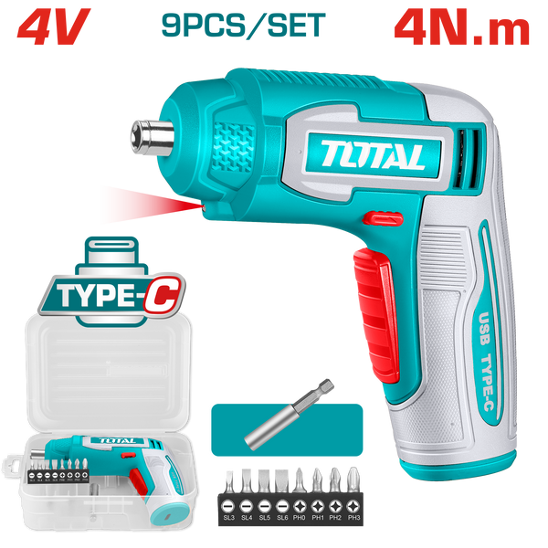 TOTAL | 4V Cordless Screwdriver | TSDLI0458