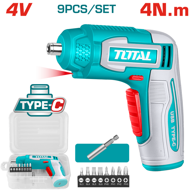 TOTAL | 4V Cordless Screwdriver | TSDLI0458