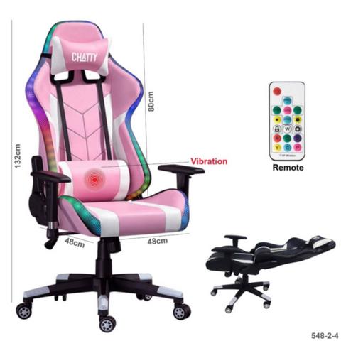 Adjustable Comfortable Luxury RGB Gaming Chair Pink | 548-2-4
