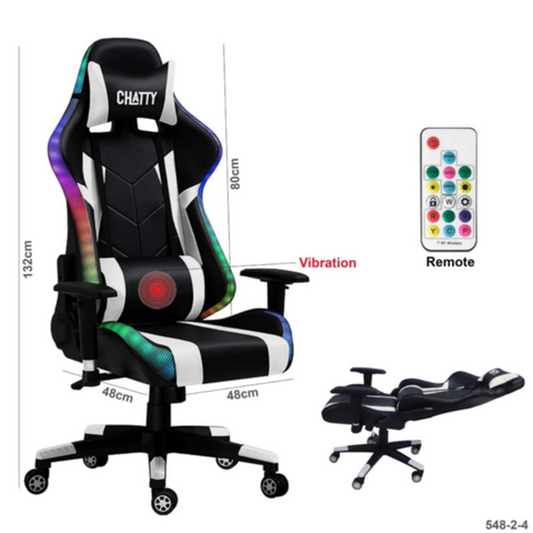 Adjustable Comfortable Luxury RGB Gaming Chair White | 548-2-4