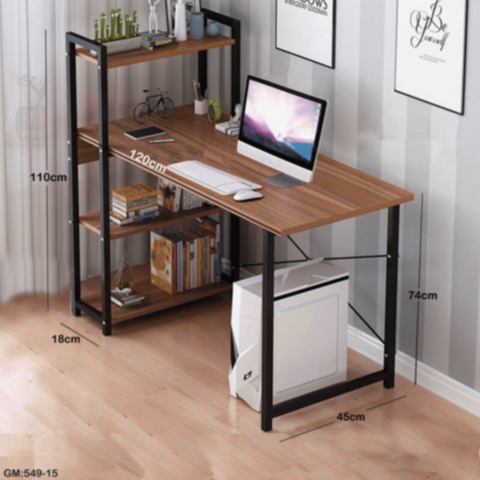 Home Study Desk Laptop Desktop With Shelves Variety Brown 90x40x110cm | 549 15