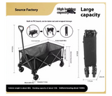 Garden Cart Folding Trolley - 150kg Heavy Duty Outdoor Wagon, Collapsible Camping & Picnic Trailer (Black) | JPO5350