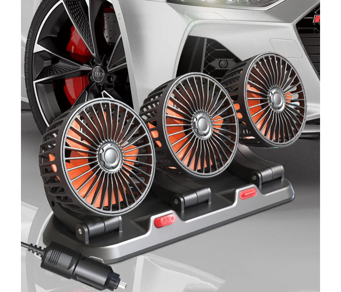 Car Fan Three-Head Vehicle Fan 2 Speeds Car Cooling Fan Low Noise 360° Rotatable Electric Car Fans USB | JPO1697