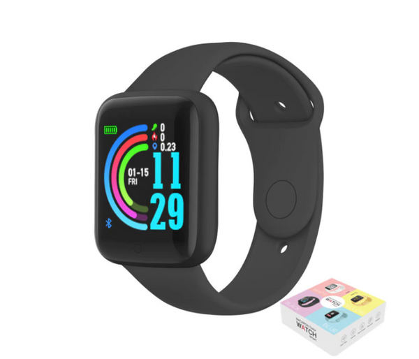 Macaron Sports Smart Watch with Fitness Message Reminder - Black | JPK7546