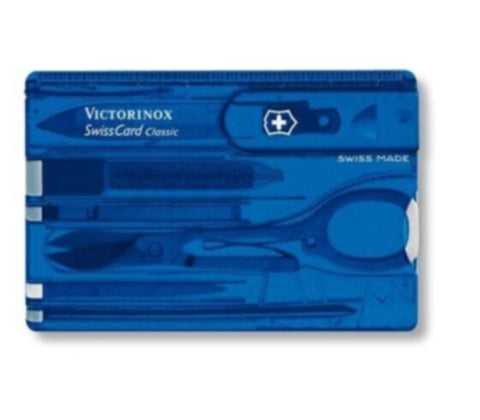 VICTORINOX | Swiss Army Knives Swiss Card Classic 10 Function Multi Utility Swiss Knife Blue | 0.7122.T2