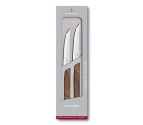 VICTORINOX | Cutlery Swiss Modern Steak Knife Set With Walnut Wood Handles 2 Pieces | 6.9000.12G