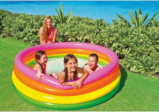 INTEX | Sunset Glow Inflatable Pool 4-Ring Shelf Box 168cx46cm | Ages 3+ | 42156441
