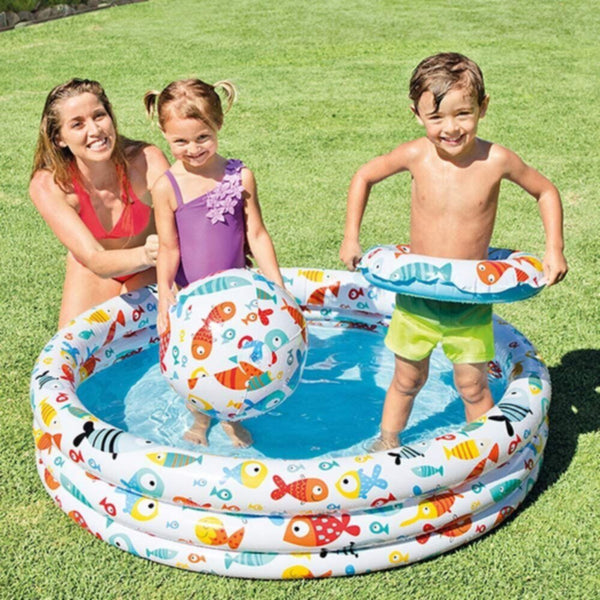 INTEX | Pineapple Splash Pool Set (59431Np 20" Ball 20" Ring) Ages 2+  | 42159469