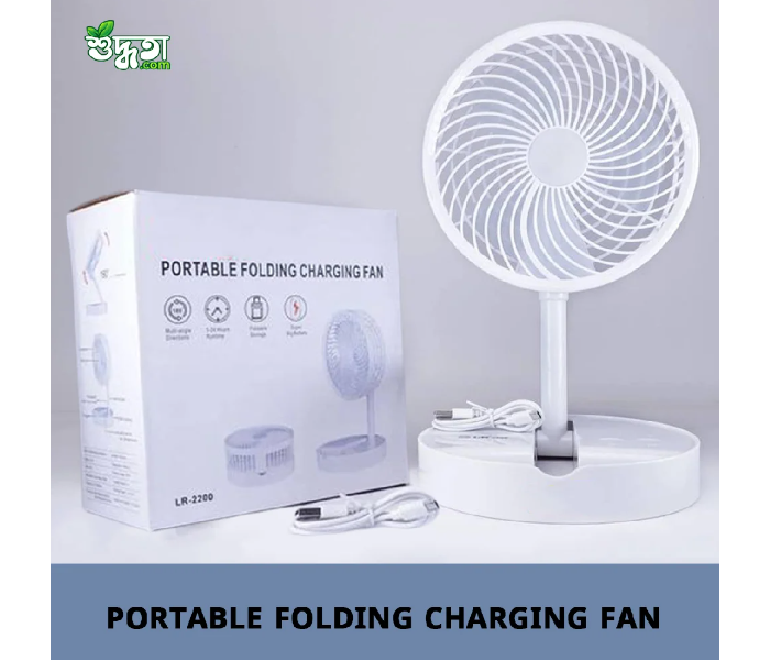 Portable Folding Rechargeable Fan with Light - LR-2200 | JPO6627