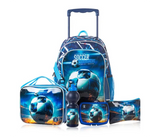 Eazy Kids Set of 5 Trolley 16Inch School Bag Combo - Football - EZ-ST5in1-FBBU | JPO6538