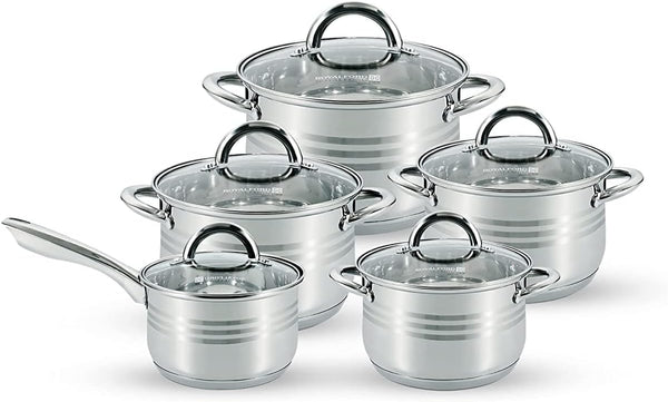ROYALFORD |  10-Piece Stainless Steel Cookware Set Dishwasher Safe Induction | RF10390