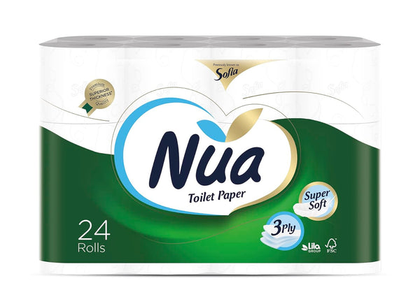NUA | Sofia Super Soft Imported Toilet Paper - 150 Sheets x 3 Ply Pack of 24 Rolls | NUA501396