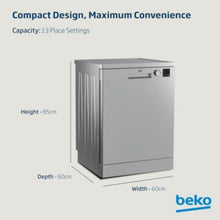 BEKO | Free Standing Dishwasher 15 Place Settings Dark Grey | BDEN38533GC