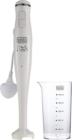 BLACK + DECKER | 2 Speed Stick Hand Blender with Calibrated Beaker White 300W | SB2500-B5