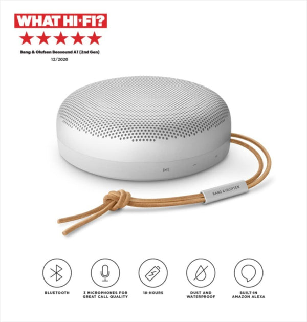 B&O | BEOSOUND A1 2ND GEN Waterproof Bluetooth Speaker with Voice Assist & Alexa Integration Grey Mist | TE0155936