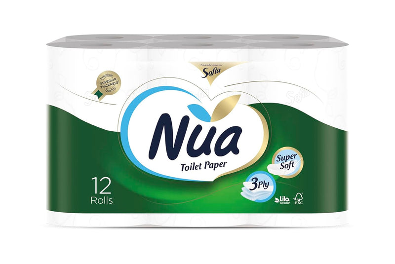 NUA | Sofia Super Soft Imported Toilet Paper - 150 Sheets x 3 Ply Pack of 12 Rolls | NUA501395
