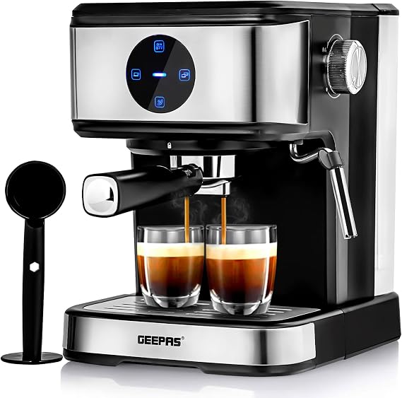 GEEPAS | Digital Cappuccino & Espresso Maker - 1.5Ltrs 20 Bar High Pressure | GCM41511