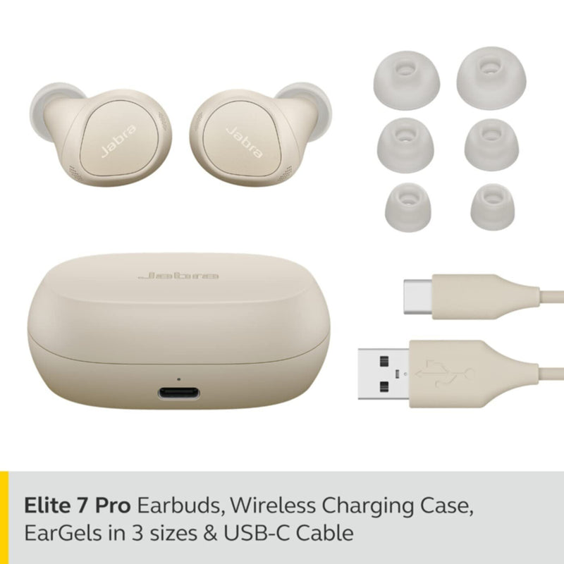 JABRA | Elite 7 Pro True Wireless Earbuds with Jabra Multisensor Gold Beige | 100-99172005-60