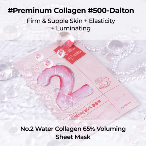 Numbuzin | No.2 Water Collagen 65% Voluming Sheet Mask (4Ea - Pack Of 4)