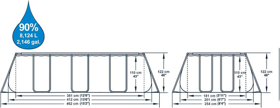 BESTWAY | Power Steel Rectangular Pool Set 13.6x6.7x48-4.12mx2.01mx1.22m| BES115TOY01893
