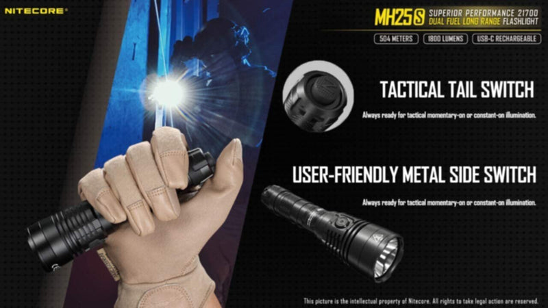 NITECORE | Superior Performance 21700 Dual Fuel Long Range Flashlight 1800 Lumens | MH25s