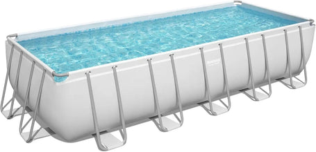 BESTWAY | Power Steel Rectangular Above Ground Swimming Pool Set and Pool Cover 21ftx9ftx52 | BES115TOY01911