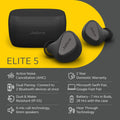 JABRA | Elite 5 True Wireless In-Ear Headphones with Active Noise Cancellation Black | 100-99181000-60