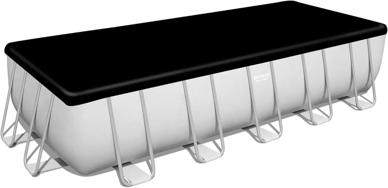 BESTWAY | Power Steel Rectangular Above Ground Swimming Pool Set and Pool Cover 21ftx9ftx52 | BES115TOY01911